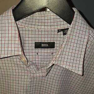 BOSS Men's Red Checkered Shirt